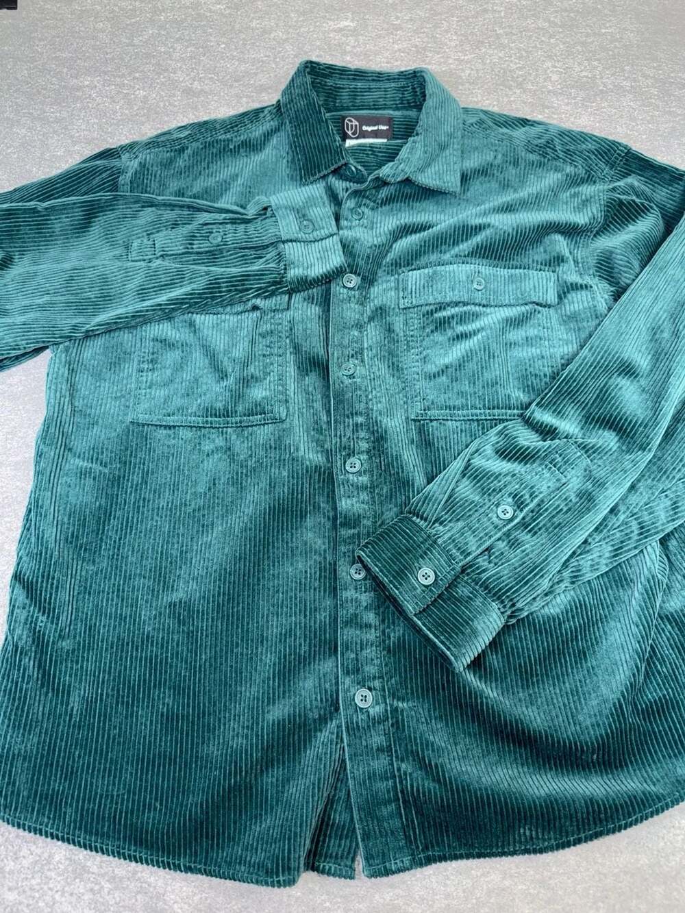 Original Use Green Corduroy Long Sleeve Button-Up Shirt Size L